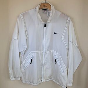 Vintage NIKE White Cream & Black‎ Zip Up Windbreaker Men’s Large